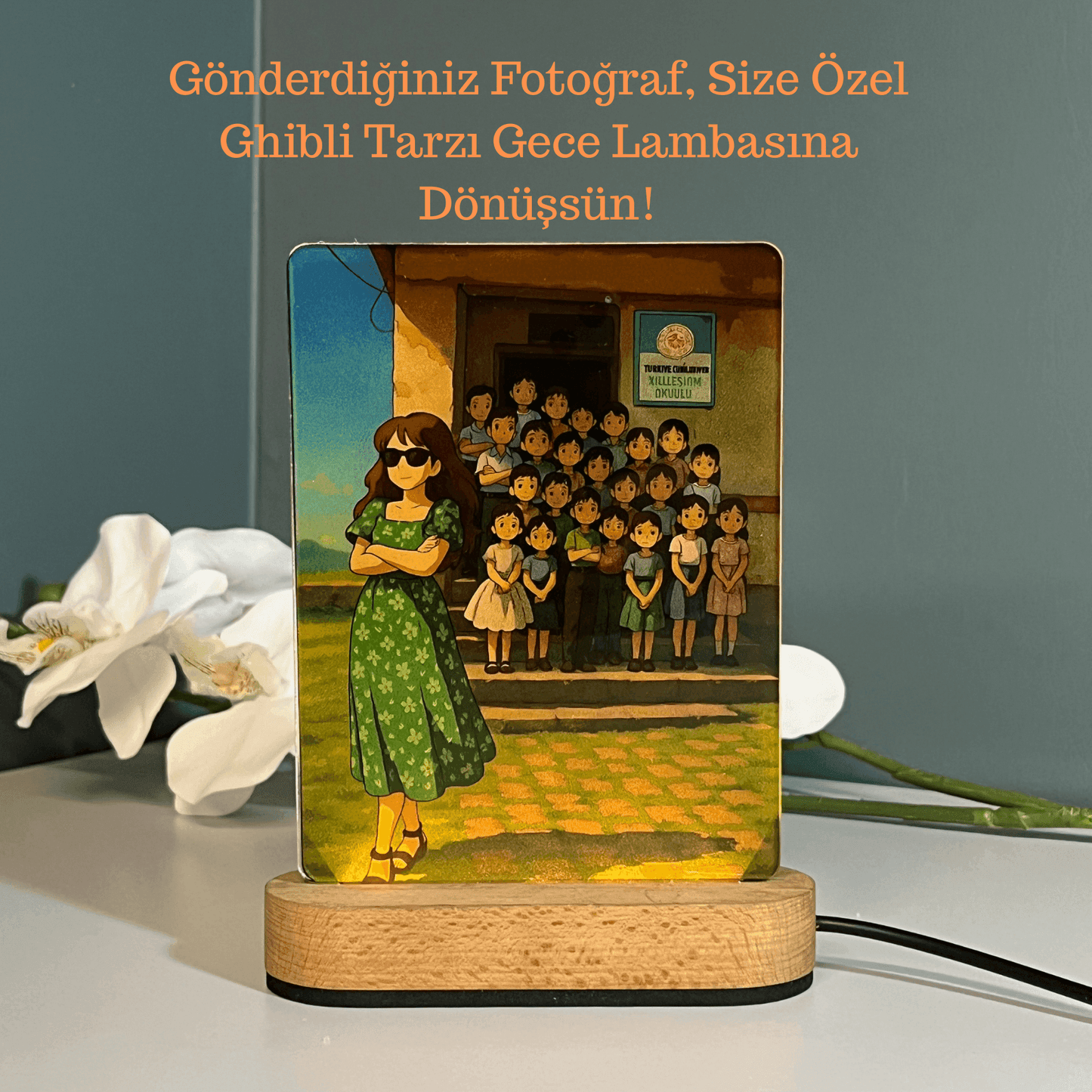 Kişiye Özel Animasyona / Ghibli Dönüşen Fotoğraflı Gece Lambası