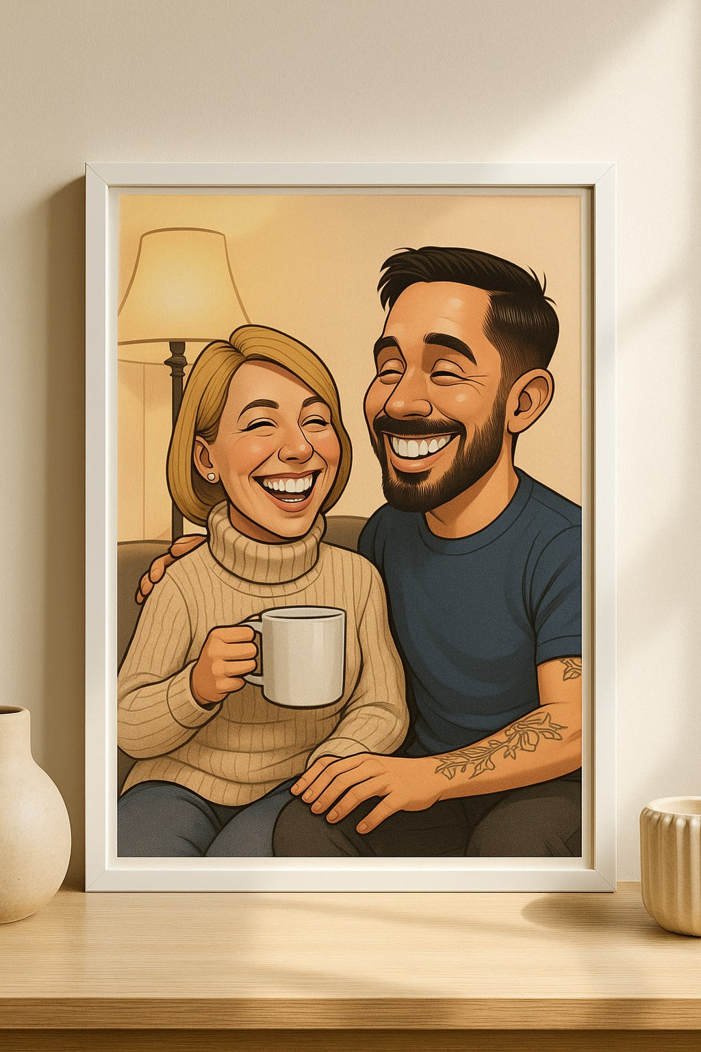 Kişiye Özel Karikatür Çift Tablosu 🖼️💛